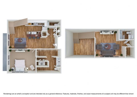 Floor plan for 2 beds, 2.5 baths, 1325 sqft